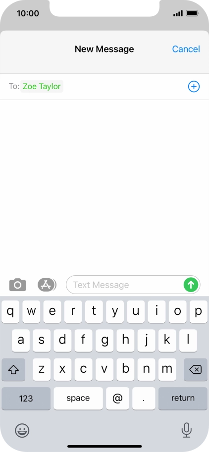 Press the text input field and write the text for your picture message.