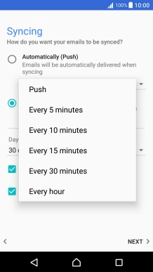 Press the required setting.