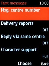 Select Msg. centre number.