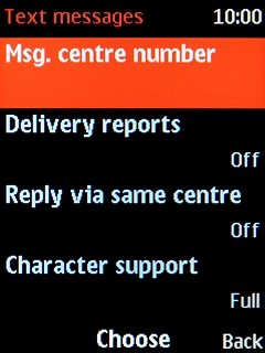 Select Msg. centre number.