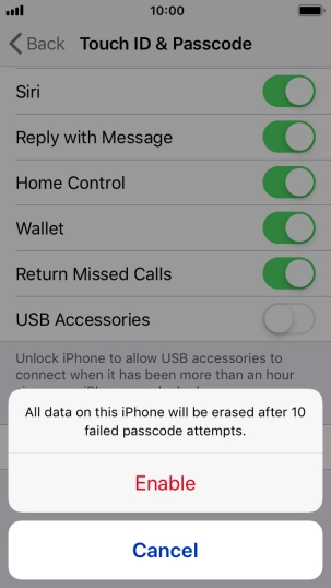 If you turn on the function, press Enable.