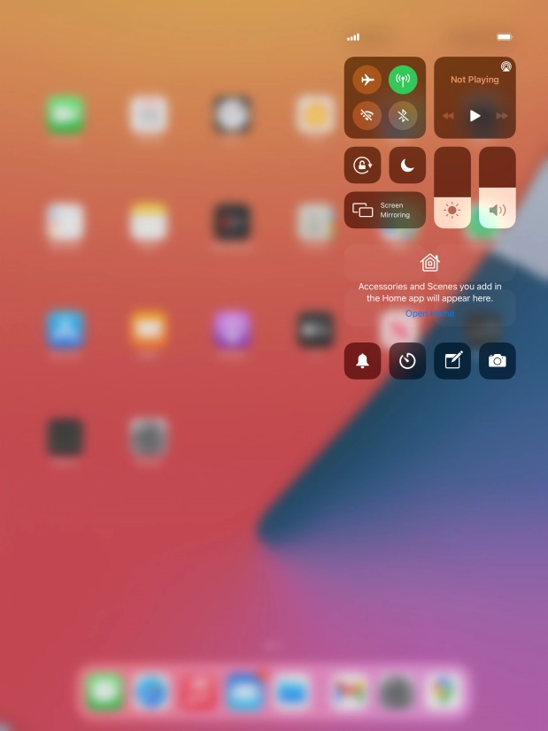 Press the flight mode icon to turn the function on or off.
