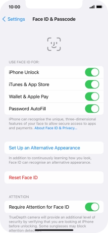 Press the indicators next to the required settings to turn them on or off.