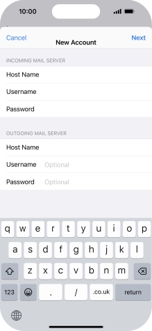 Press Username and key in the username for your email account. Please note that if you're using Vodafone's outgoing server, leave the username field empty.