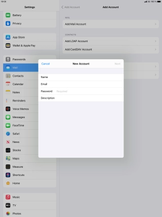 Press Password and key in the password for your email account.