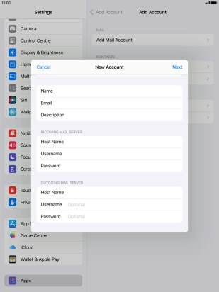 Press Username and key in the username for your email account. Please note that if you're using Vodafone's outgoing server, leave the username field empty.
