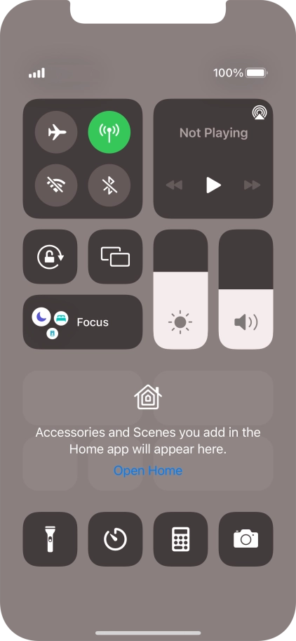 Press the flight mode icon to turn the function on or off.