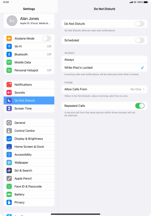 Press the indicator next to 