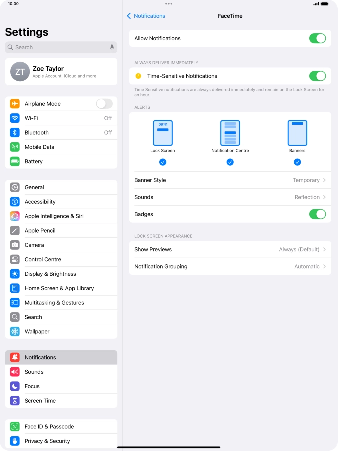 Press the indicator next to 