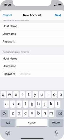 Press Password and key in the password for your email account. Please note that if you're using Vodafone's outgoing server, leave the password field empty.