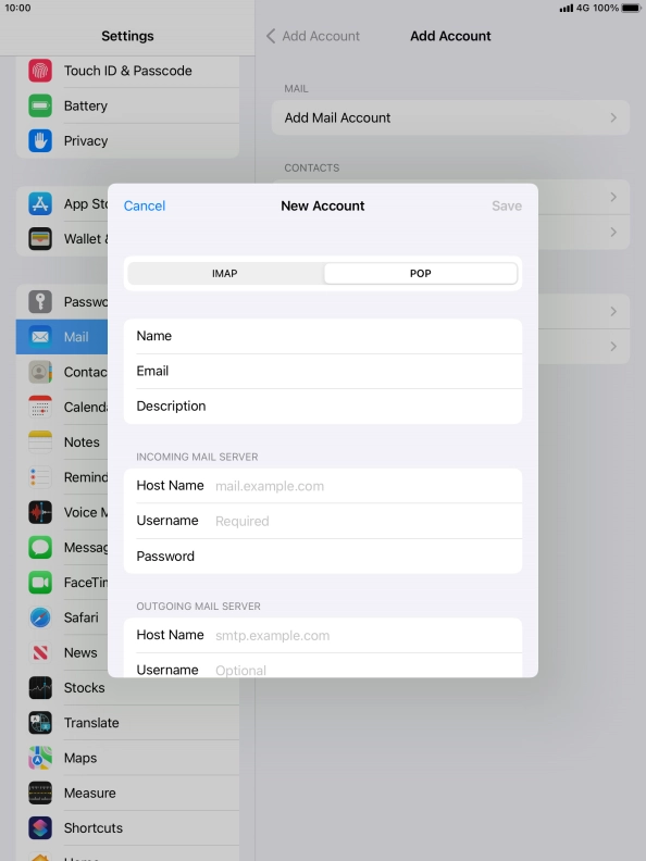 Press Host Name and key in the name of your email provider's incoming server.