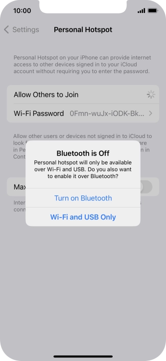 If Wi-Fi is turned on, press Wi-Fi and USB Only.