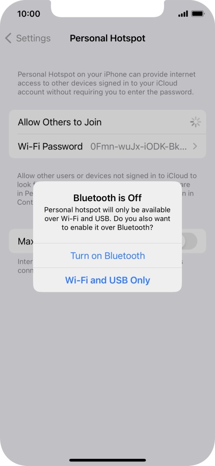If Wi-Fi is turned on, press Wi-Fi and USB Only.