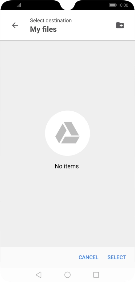 To create a new folder, press the new folder icon and follow the instructions on the screen to create a new folder.