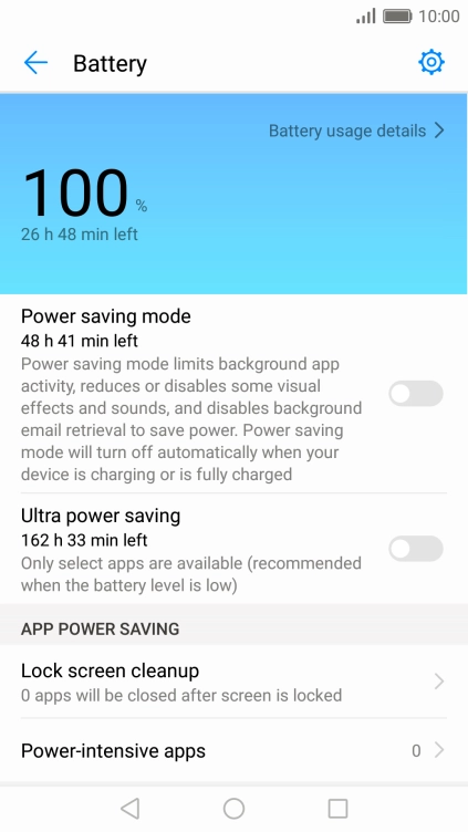 Press the indicator next to the required setting.