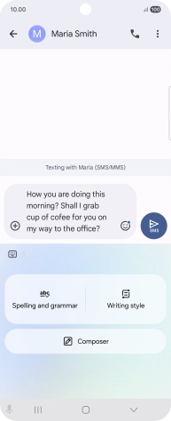 To change the writing style of your text, press Writing style and follow the instructions on the screen to use the function.