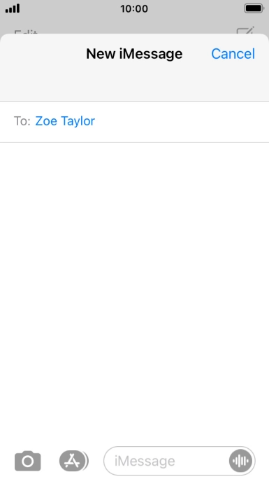 If the recipient can receive iMessages, iMessage is displayed in the text input field.