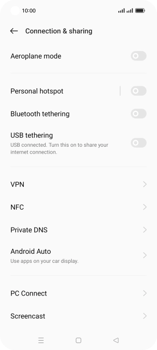 Press Personal hotspot.