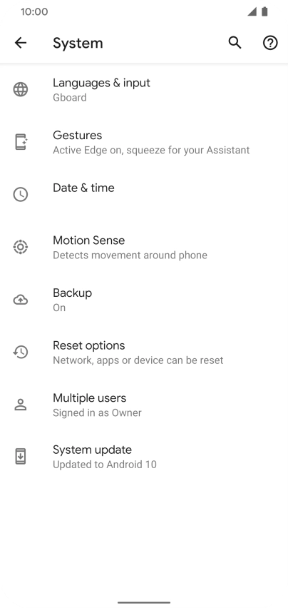 Press Reset options.