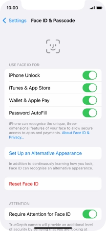 Press the indicators next to the required settings to turn them on or off.