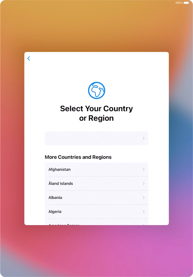 Press the required country or area.