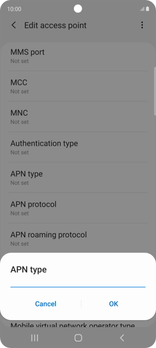 Key in default and press OK.