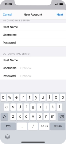 Press Username and key in the username for your email account. Please note that if you're using Vodafone's outgoing server, leave the username field empty.