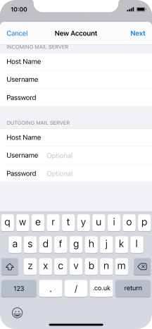 Press Username and key in the username for your email account. Please note that if you're using Vodafone's outgoing server, leave the username field empty.