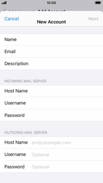 Press Host Name and key in the name or IP address of your email provider's outgoing server. Please note that if you can't send email messages when using your email provider's outgoing server, key in smtp.vodafone.net.au (Vodafone's outgoing server).