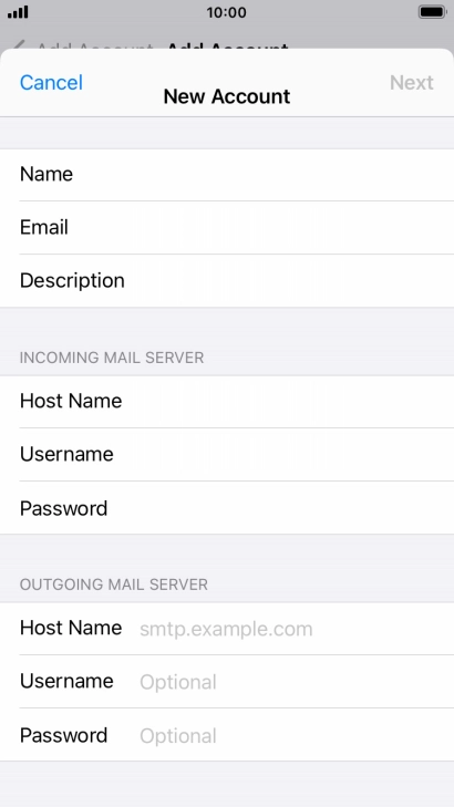 Press Host Name and key in the name or IP address of your email provider's outgoing server. Please note that if you can't send email messages when using your email provider's outgoing server, key in smtp.vodafone.net.au (Vodafone's outgoing server).