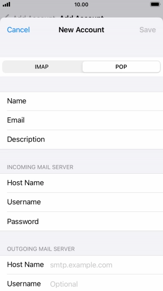 Press Host Name and key in the name or IP address of your email provider's outgoing server. Please note that if you can't send email messages when using your email provider's outgoing server, key in smtp.vodafone.net.au (Vodafone's outgoing server).