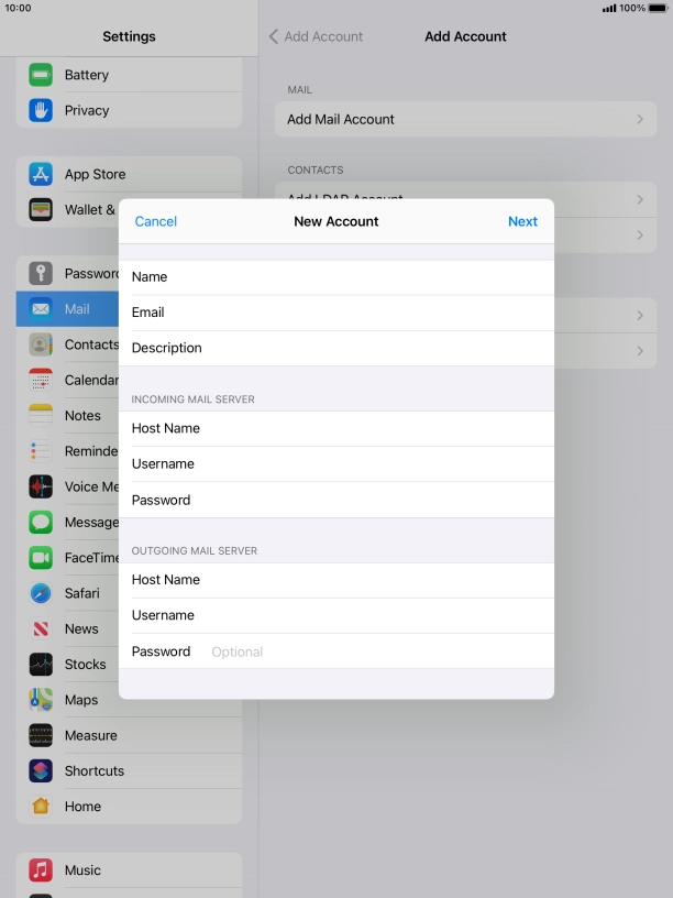 Press Password and key in the password for your email account. Please note that if you're using Vodafone's outgoing server, leave the password field empty.