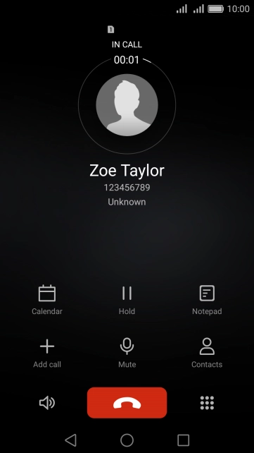 Press the end call icon.