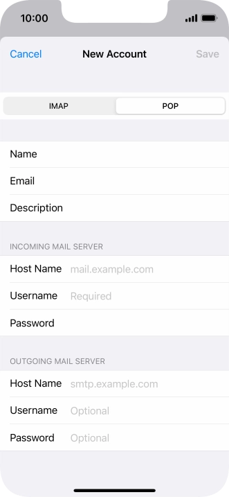 Press Host Name and key in the name of your email provider's incoming server.