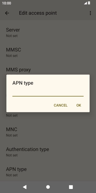 Key in default and press OK.