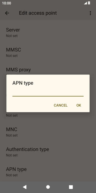 Key in default and press OK.