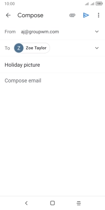 Press the text input field and write the text for your email message.