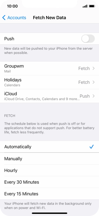 If you turn off the function, press the required setting.