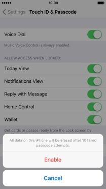 If you turn on the function, press Enable.