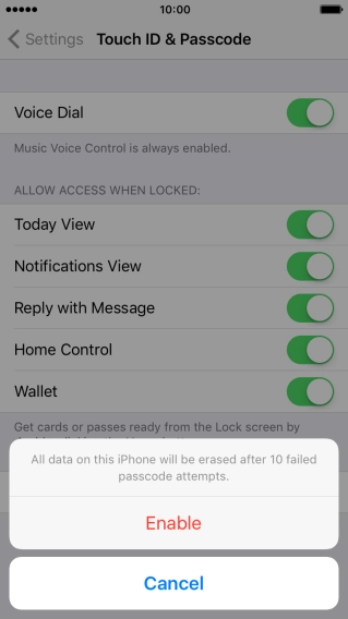 If you turn on the function, press Enable.