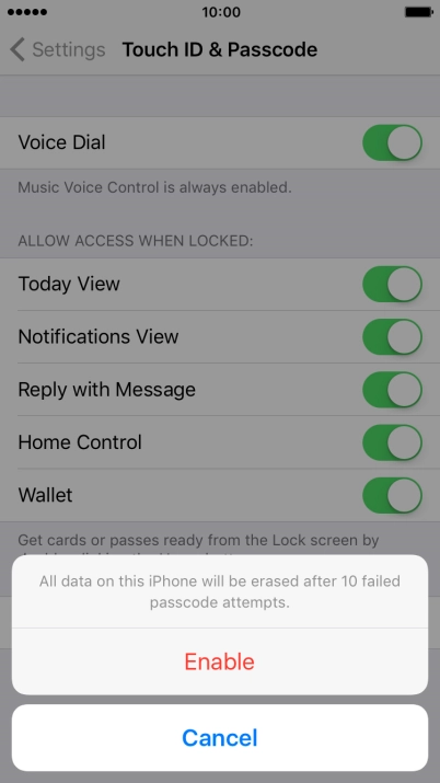 If you turn on the function, press Enable.