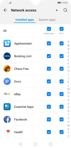 Press the field next to the application name in the 