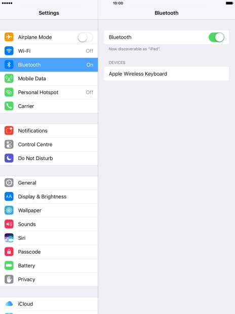 Press the required Bluetooth device and follow the instructions on the screen to pair the device with your tablet.
