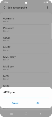 Key in default and press OK.