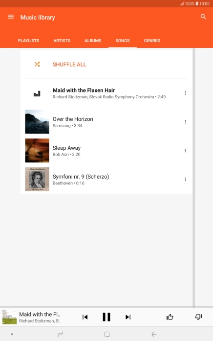 Press the song title at the bottom of the screen.