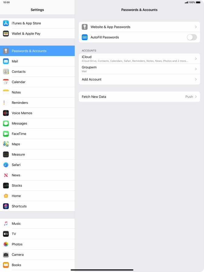 Press the name of the email account you've just set up.