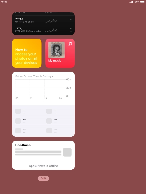 Press and hold the required widget until a pop-up menu is displayed.
