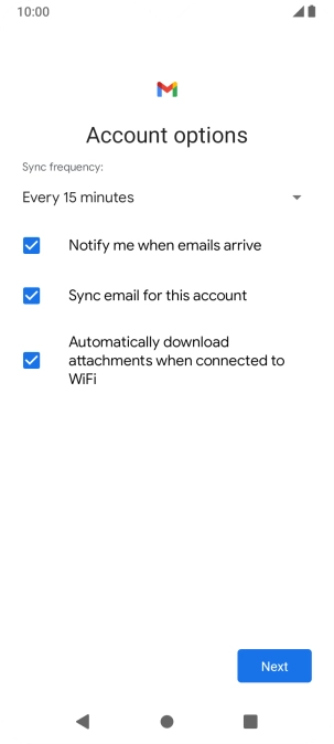 If this screen is displayed, you email account has been recognised and set up automatically. Follow the instructions on the screen to key in more information and finish setting up your email account.