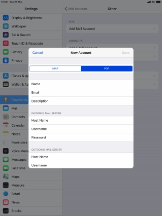 Press Host Name and key in the name of your email provider's incoming server.