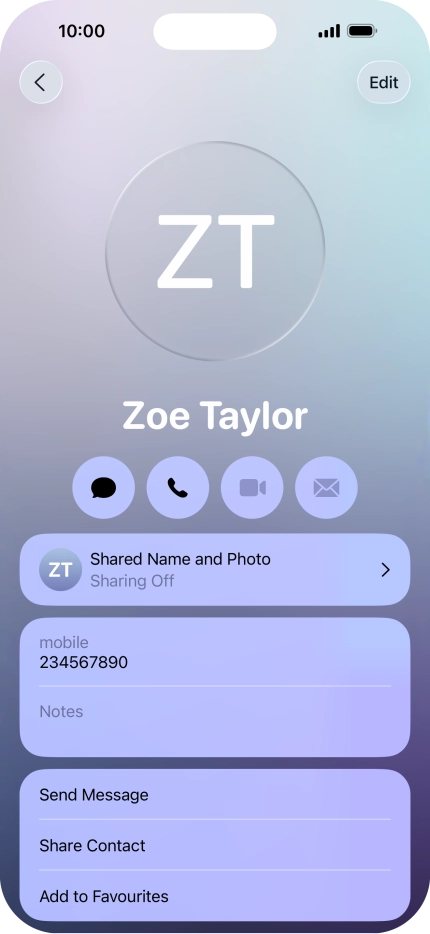 Press Shared Name and Photo.